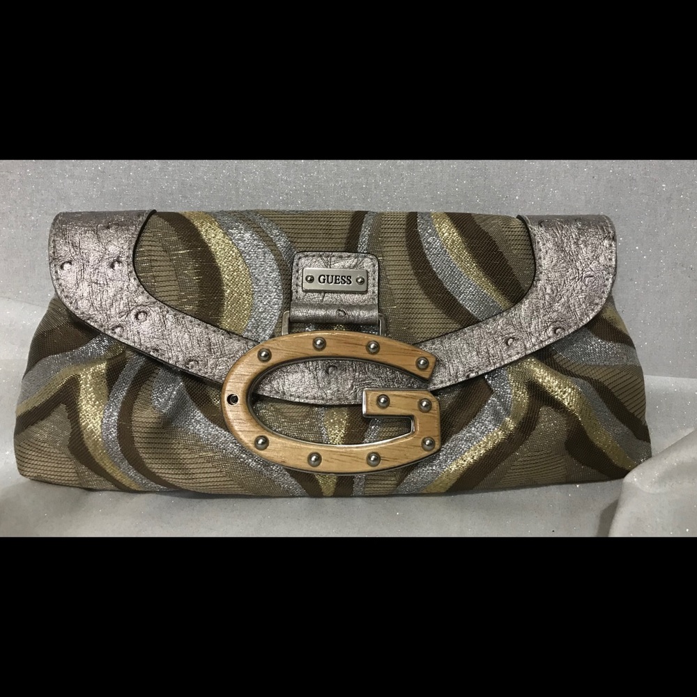 GUESS Samba Mini Handbag Clutch Metallic Print